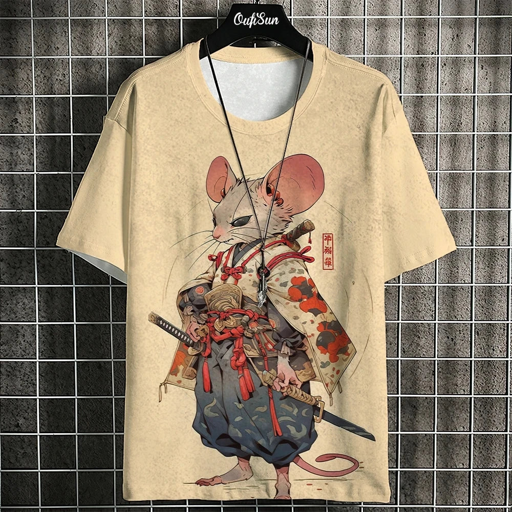 Unisex 2025 T Shirt Men Women Japanese Samurai Cat 3d Printed T Shirts For Casual Fashion Funny Shirt Top Tee Men Clothing