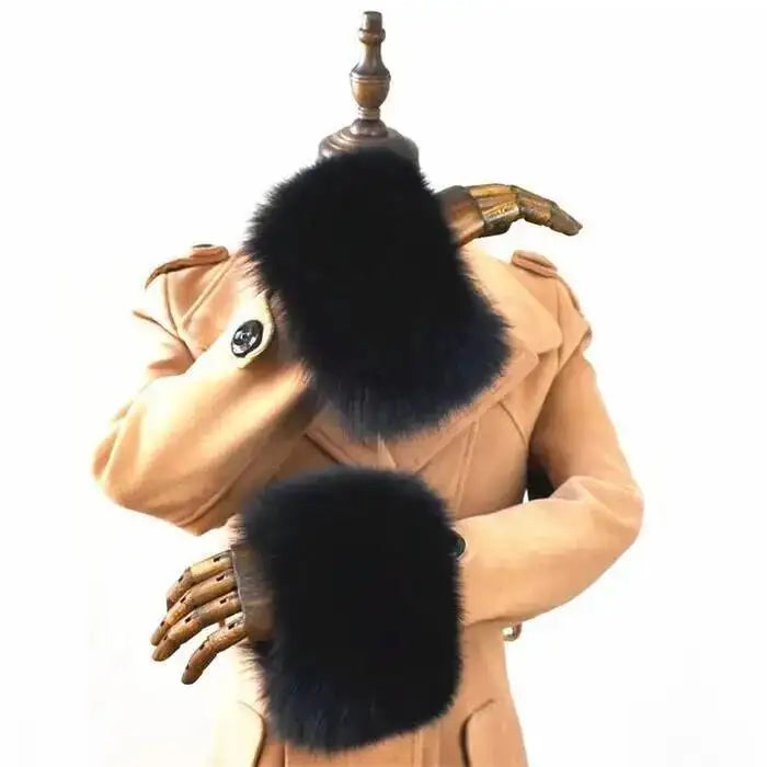 100% Real Fox Fur Cuffs Winter Natural Warm Oversized Arm Warmmer Wristband High Quality Coat Jacket Sleeve Fashion Luxury Cuffs