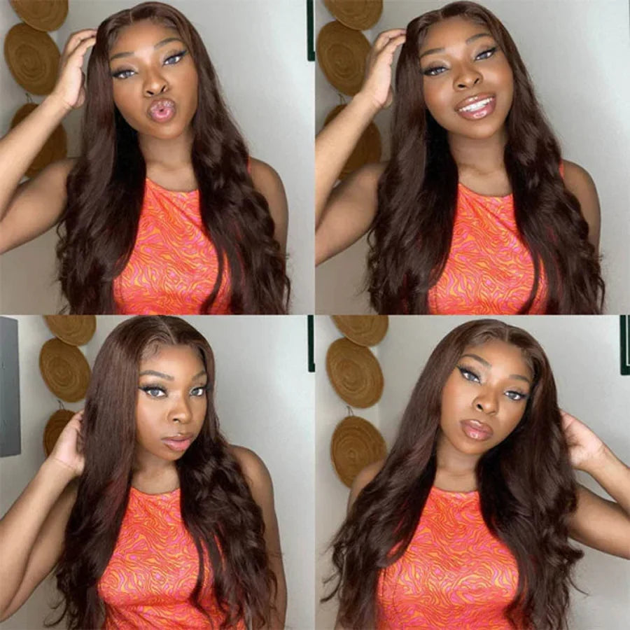 13x4 Brown Lace Front Wig Female Brazilian Body Wave Human Hair Wigs For Women Glueless Chocolate Brown 13x6 Hd Lace Frontal Wig