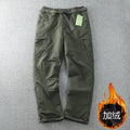 6XL Thick Waterproof Warm Fleece Cargo Pants Men Winter Outdoor Plus Velvet Multi-pockets Loose Straight Casual Overall Trousers