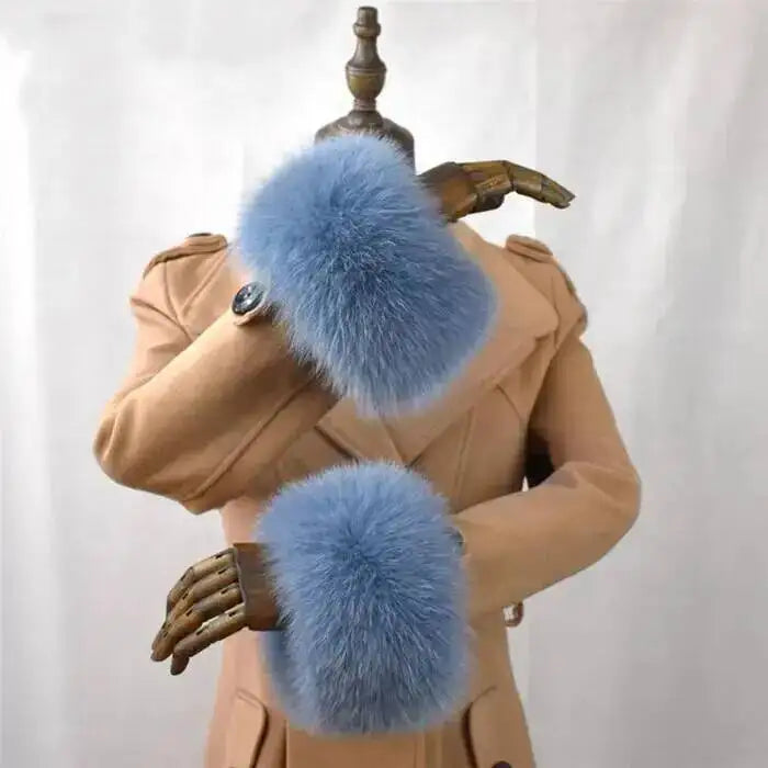 100% Real Fox Fur Cuffs Winter Natural Warm Oversized Arm Warmmer Wristband High Quality Coat Jacket Sleeve Fashion Luxury Cuffs