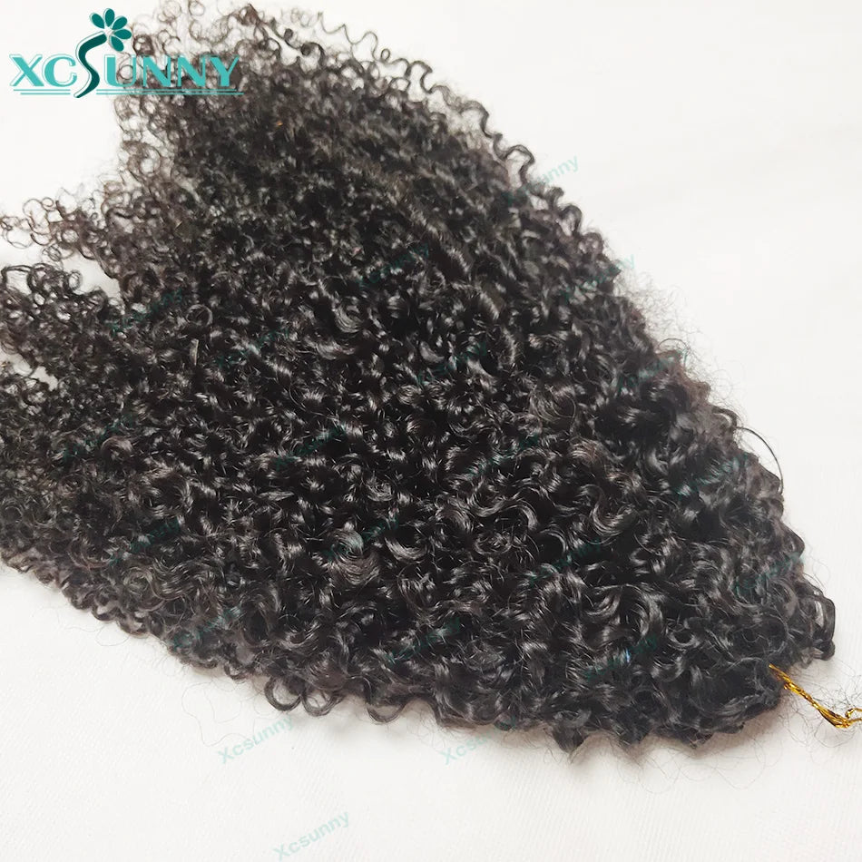 Kinky Curly Crochet Human Hair Extensions Afro Kinky Pre-Separated Knotless Crochet Human Hair With Loop For Twist Boho Braids