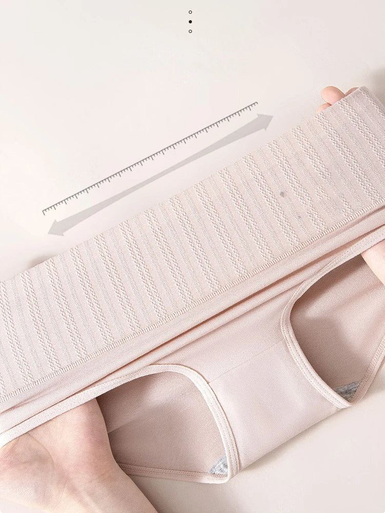 4PCS High-Waist Body Shaper Women's Panties Soft Cotton Solid Briefs Slimming Underwear Comfortable Plus Size Female Lingerie