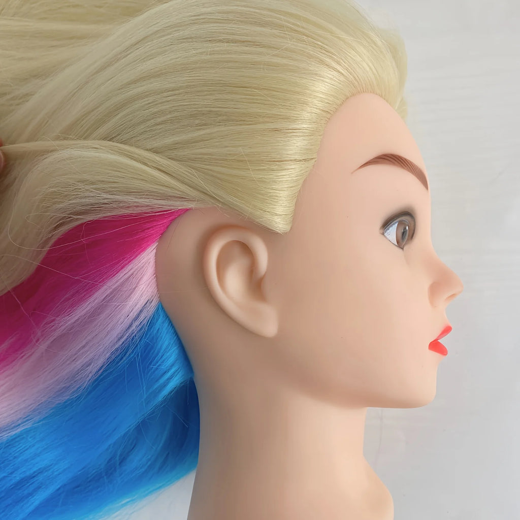 Mannequin head with colorful hair 26 inches, high temperature synthetic hair, for braiding hair practice and modeling display