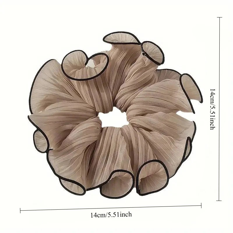 1/4Pcs New Korean Retro Folded Chiffon Oversize Scrunchies Women Sweet Temperament Fashion Exaggerated Hair Band Hair Accessorie