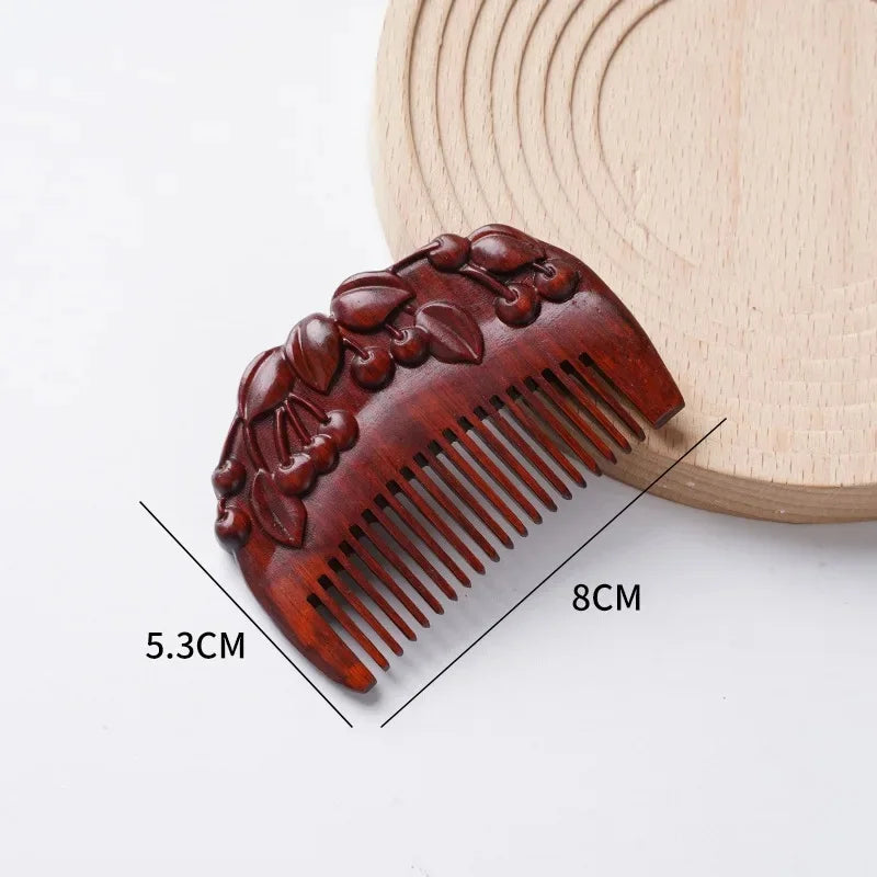 Portable Mini Ebony Wood Comb Chinese Style Carved Travel Souvenir Popular Hairdressing Professional Comb Made in China