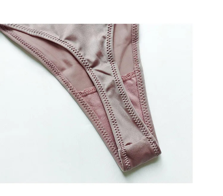 Women's low waist butt lift fitness sports high fork fashion thong thong sexy European and American ice silk T pants lingerie