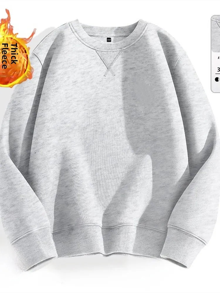Loose Fit  Color Hoodl Sweatirt Long Sve round Ne Men's Autumn Winter Heavyweight Comfortable Antibacterial Ba...