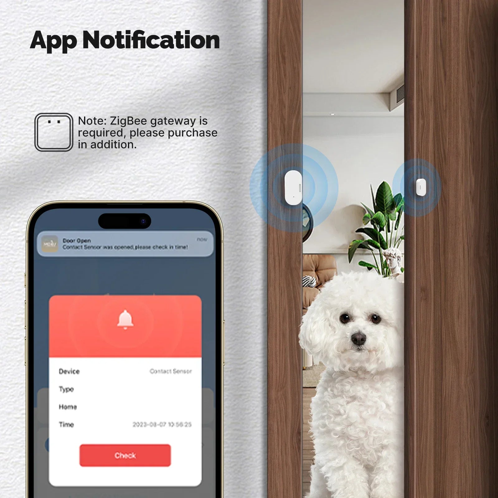 MOES Tuya ZigBee Wireless Smart Door Window Sensor Open Close Detector Light Sensing APP Notification Smart Life Home Security