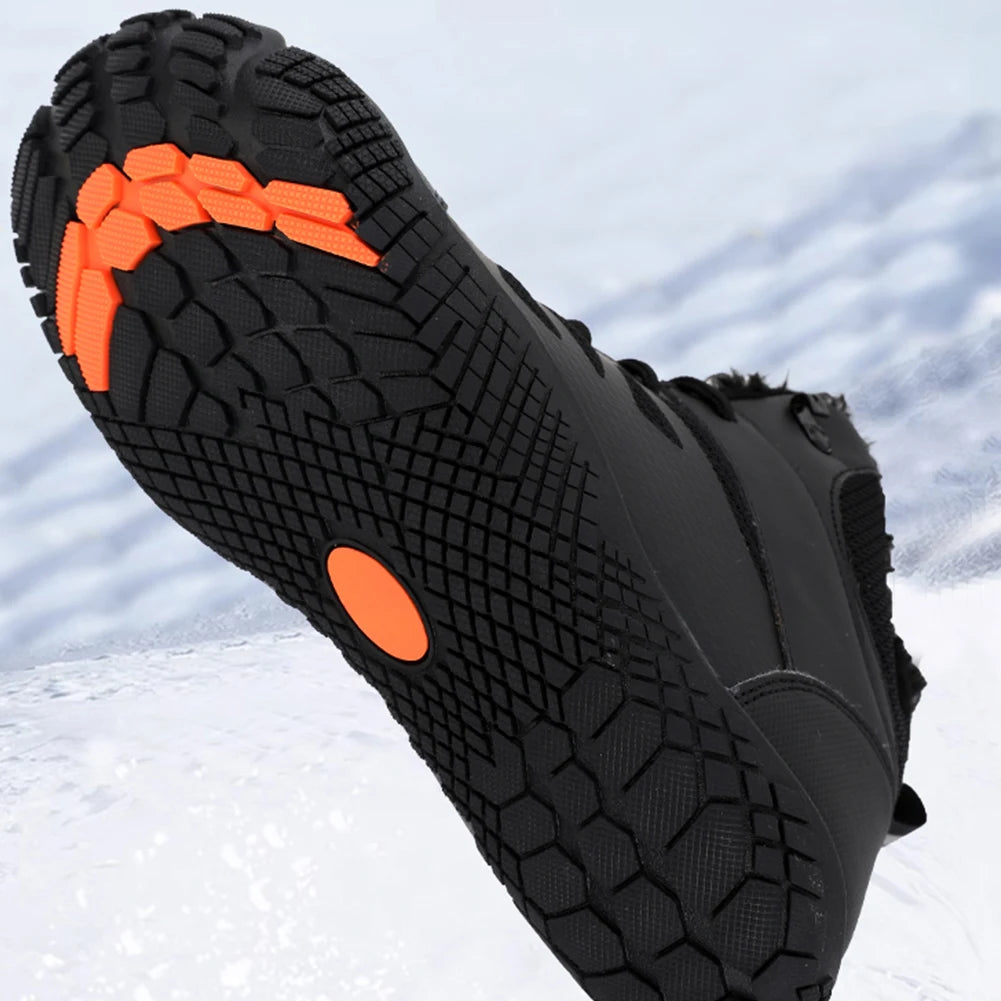 Womens Mens Winter Snow Boots Fur Lined Barefoot Shoes Waterproof Walking Shoes Anti-Slip Outdoor Booties