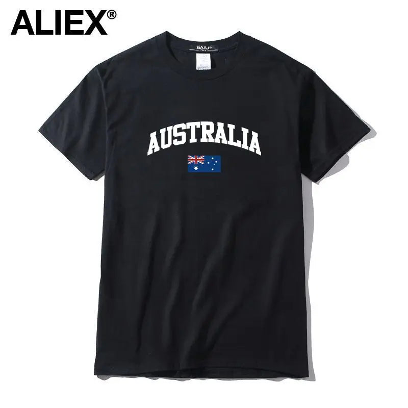 100 Cotton ALIEX Australia Flag T Shirt Men T Shirts Homme T-shirts For Man Top Top Tee 3XL Clothing Funny Tshirt Brand  UTSDA#
