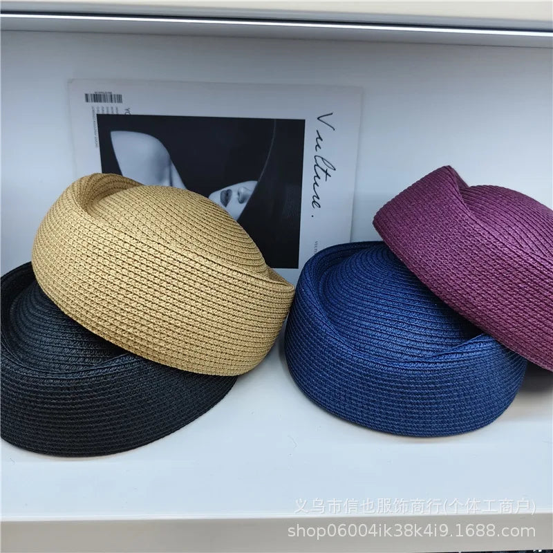 2026 New Summer Straw Fedoras Hats for Women Hostess Fashion Pillbox Hat Millinery Fascinator Designer Beret Hats Painter's Hat