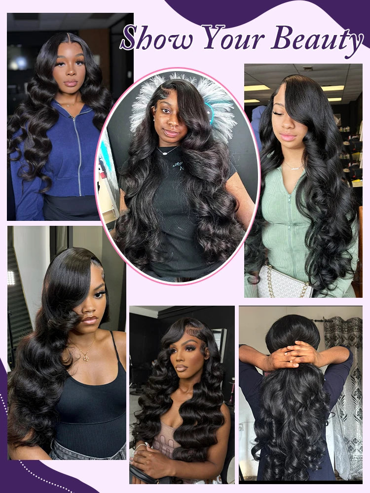 Wigirl High 200 Density 30 40 Inch 13x6 HD Transparent Body Wave Lace Front Human Hair Wigs Brazilian Wavy 13x4 Lace Frontal Wig