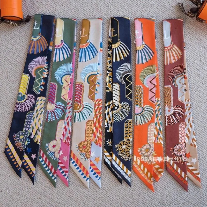 Luxury Long Scarf with Epaulet Design for Hermes Inspired Basket Bag Handle Styling Ins Trendy Accessory  Free Shipping