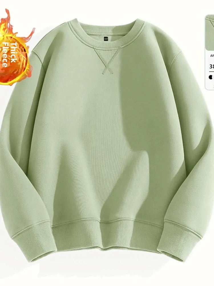 Loose Fit  Color Hoodl Sweatirt Long Sve round Ne Men's Autumn Winter Heavyweight Comfortable Antibacterial Ba...