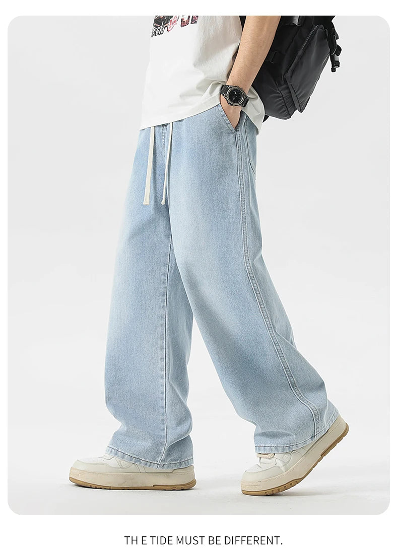 Men's Jeans American Loose Wide-leg Loose Straight Casual Trousers Street Hip-hop Baggy Jeans Black Grey  Blue Streetwear Men