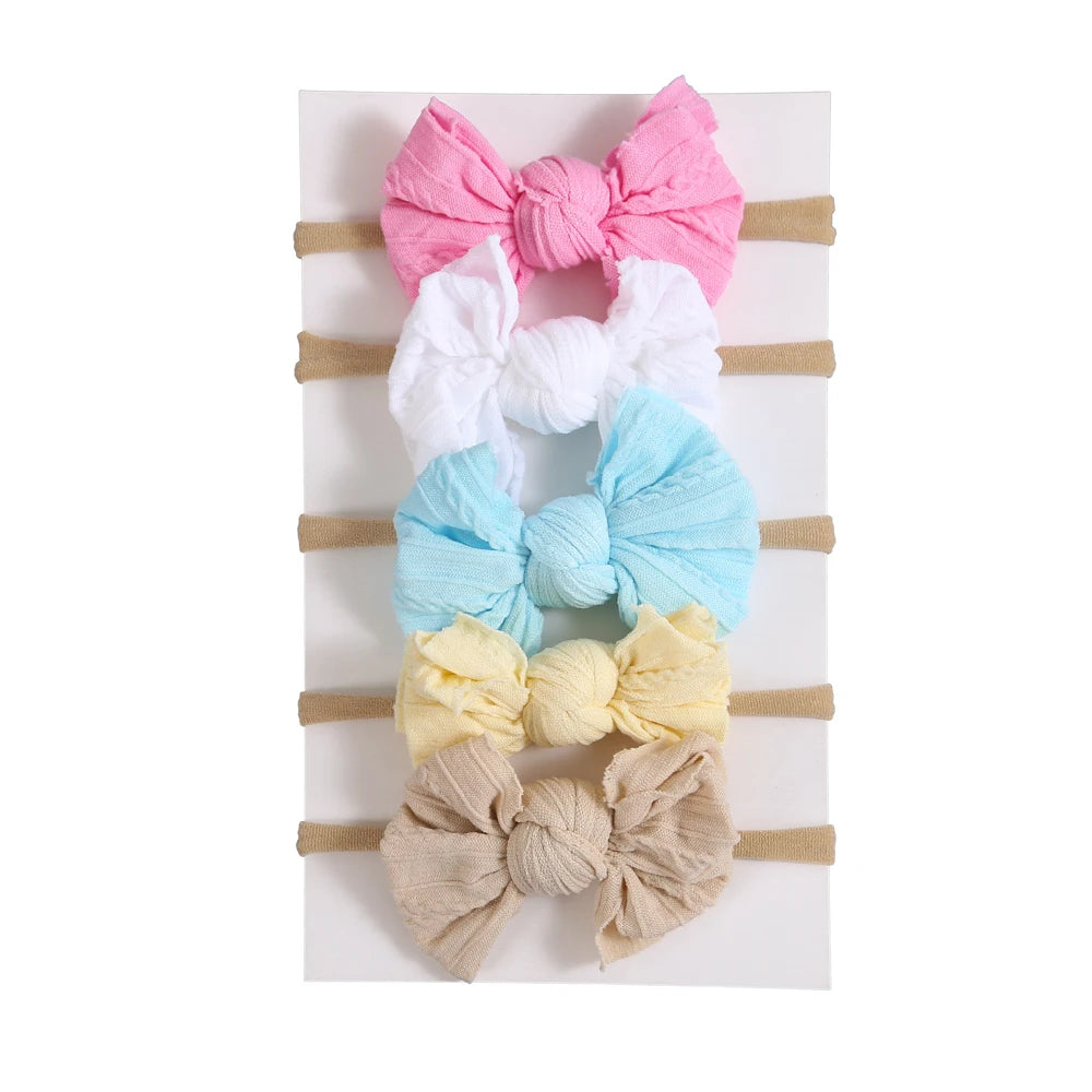 5Pcs/Lot Baby Headband for Baby Girls Soft Nylon Elastic Solid Color Hairband Print Hair Bow Kids Headwear Baby Hair Accessories