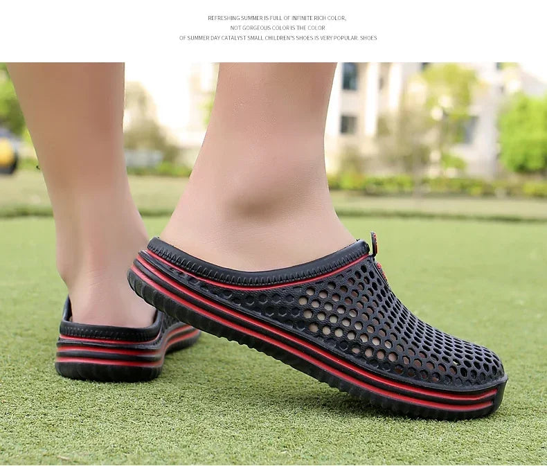 YRZL Mens Sandals Light EVA Summer Casual Shoes Hole Shoes Clogs Lovers Home Garden Outdoor Big Size 45 Male Beach Flat Slippers