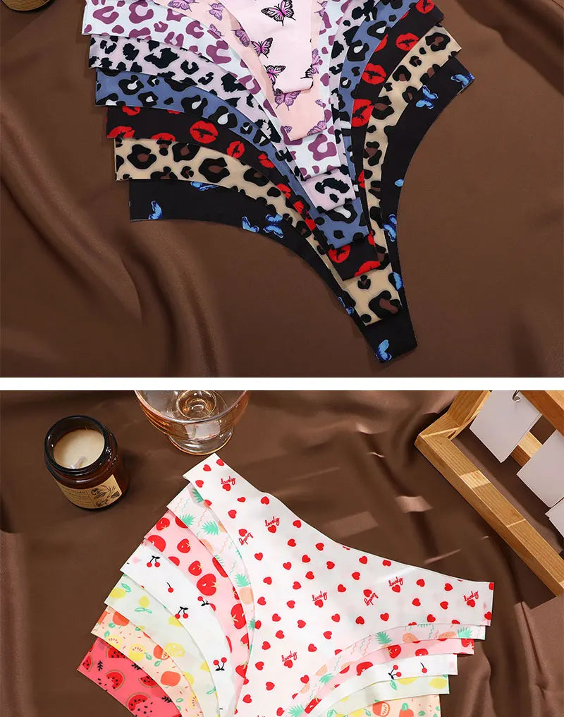 3PCS/SET Sexy G-String For Women Colorful Bikini Female Underwear T-back Intimates Lingerie Seamless Low Waist Underpants Lady