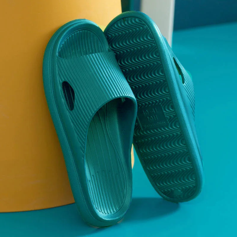 Soft Home Slippers Couples Summer Indoor Non-Slip Bathroom Slippers Solid Sandals Hotel Family Men Women Flip Flops Flat Shoes