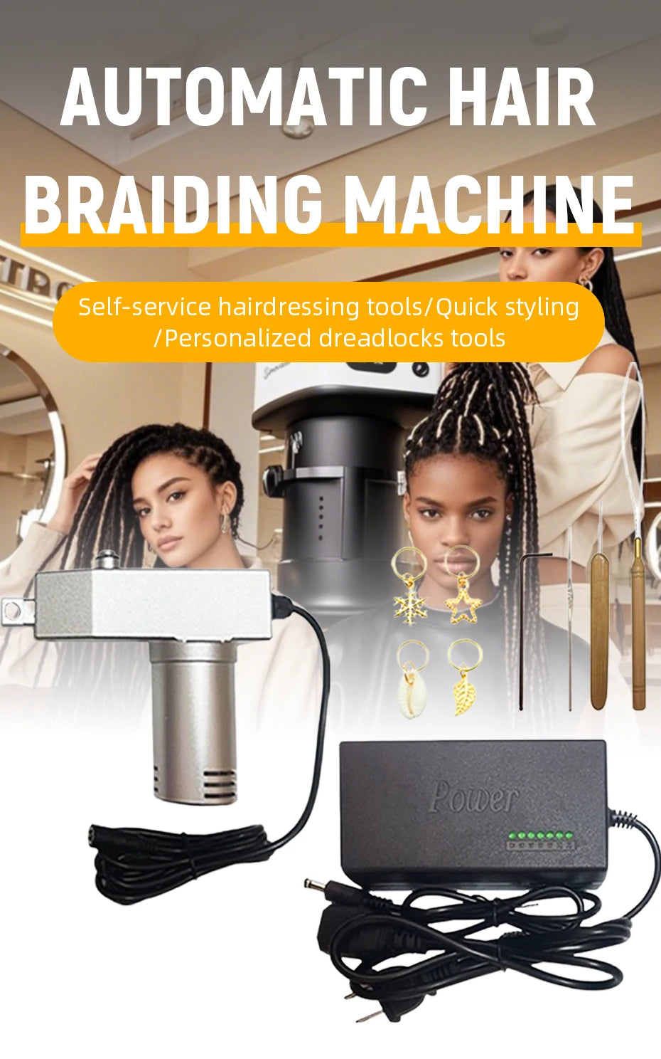 Portable Automatic Hair Braiding Machine Electric Hair Styling Tool Fast Braider For DIY Dreadlocks Hair Weaving Salon Professio