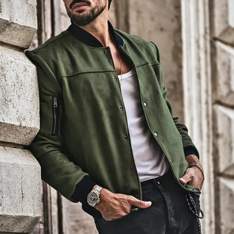 24  Autumn/Winter Suede Men's Button Cardigan Jacket Casual American