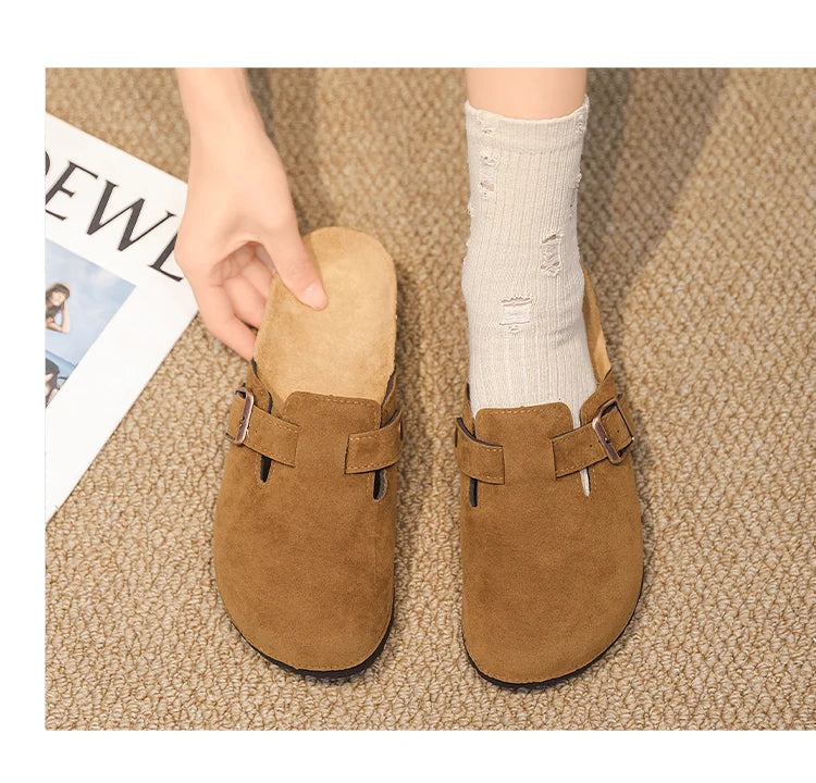 Plus Size 47 Men Half Shoes Casual Loafers Cork Clogs Slippers Fashion Suede Slip-on Flat Sandals soft-Soled Casual Sandals