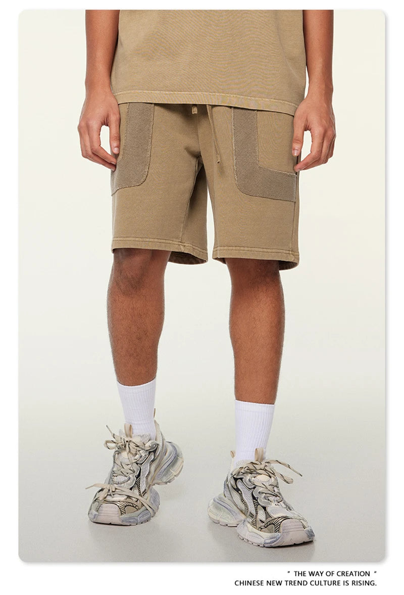 ZODF New 2024 Summer Men Washed Cotton Shorts Unisex Casual Loose 350gsm Comfortable Short Pants Brand Bottoms HY0792