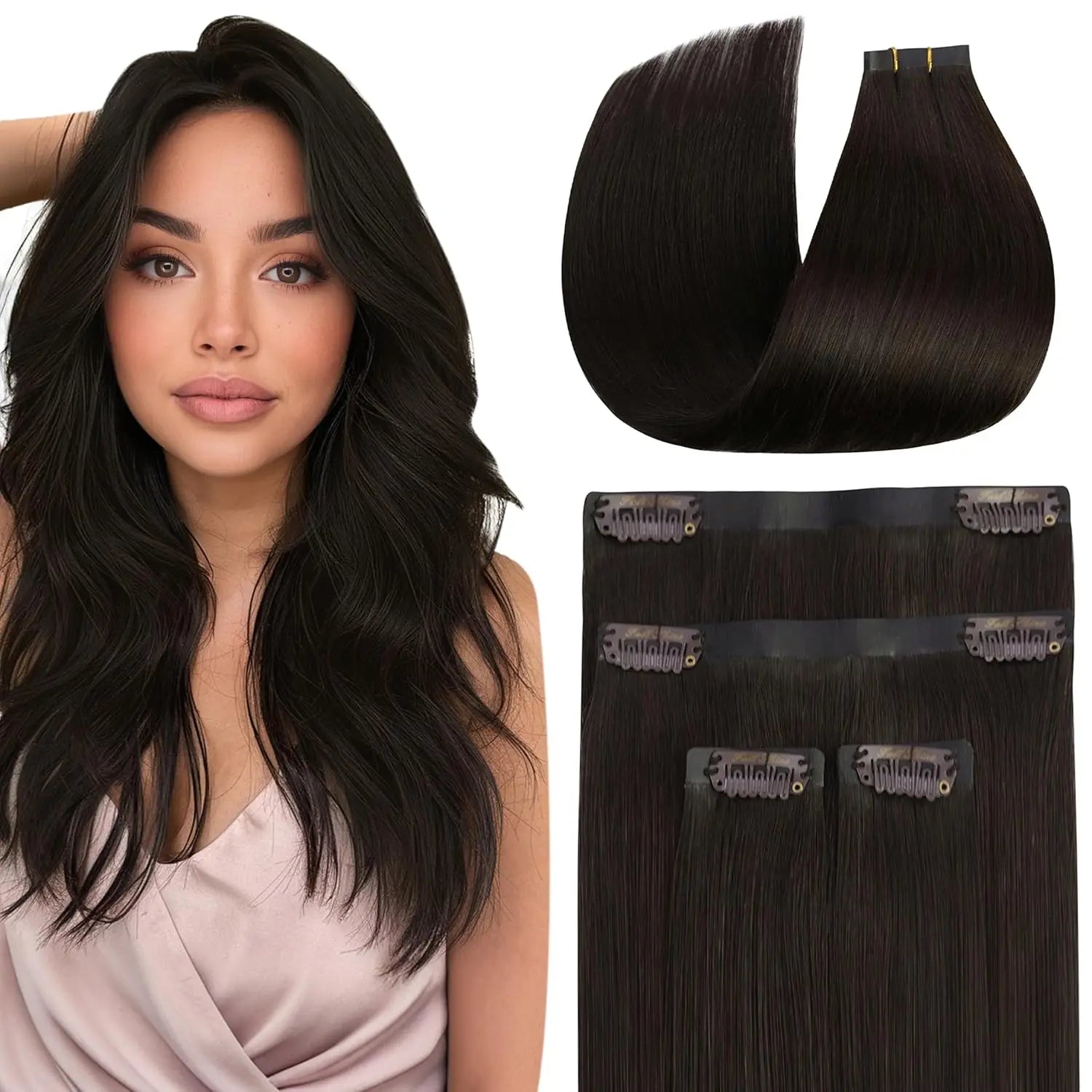 Ve Sunny Hair Seamless Clip in Hair Extensions Human Hair Thinning Hair Extensions Fill Ins Remy Hair Add Thickness 4PCS 85G