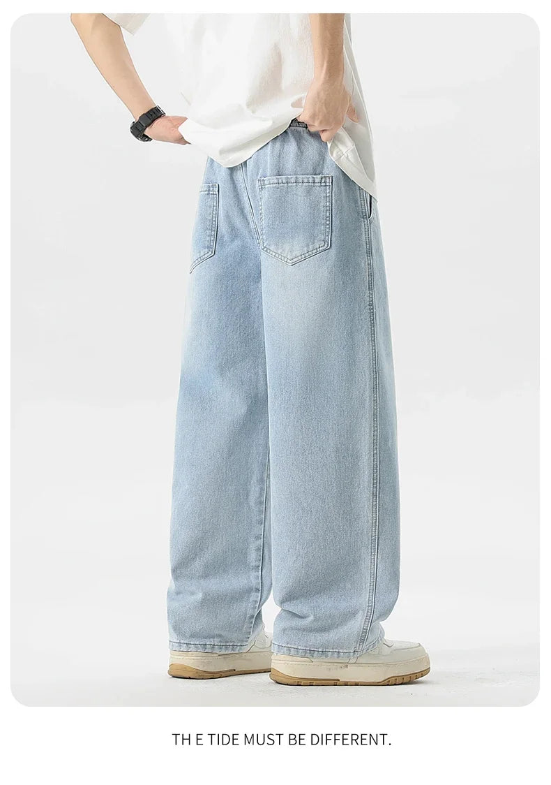 Men's Jeans American Loose Wide-leg Loose Straight Casual Trousers Street Hip-hop Baggy Jeans Black Grey  Blue Streetwear Men