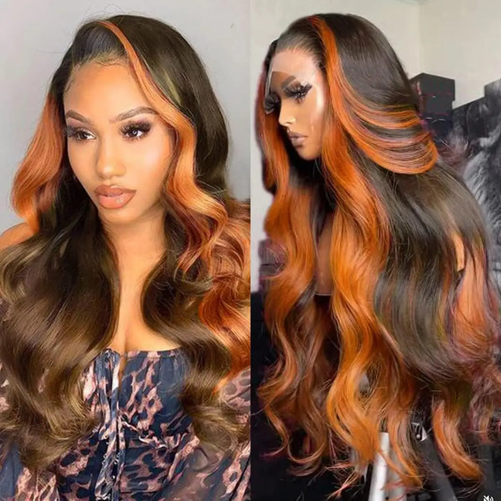 Black With Red Highlight Wig Synthetic Lace Front Wig 13X4 Pre plucked Hairline With BabyHairWomen's Wig with Density Lace Front