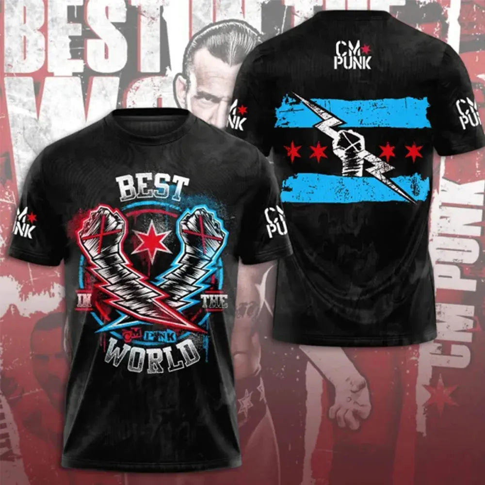 1 Piece Custom Your Picture 2025 Men'S CM PUNK Fan T-Shirt Men'S And Women'S Round Neck T-Shirt Summer Short Sleeved Oversized S
