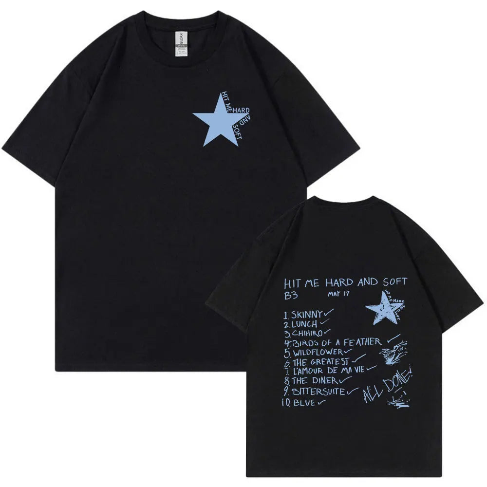Hit Me Hard and Soft 2024 Tour T Shirt Men Women Fashion Hip Hop T Shirts 100% Cotton Loose Short Sleeve T-shirts Fans Gift Tops