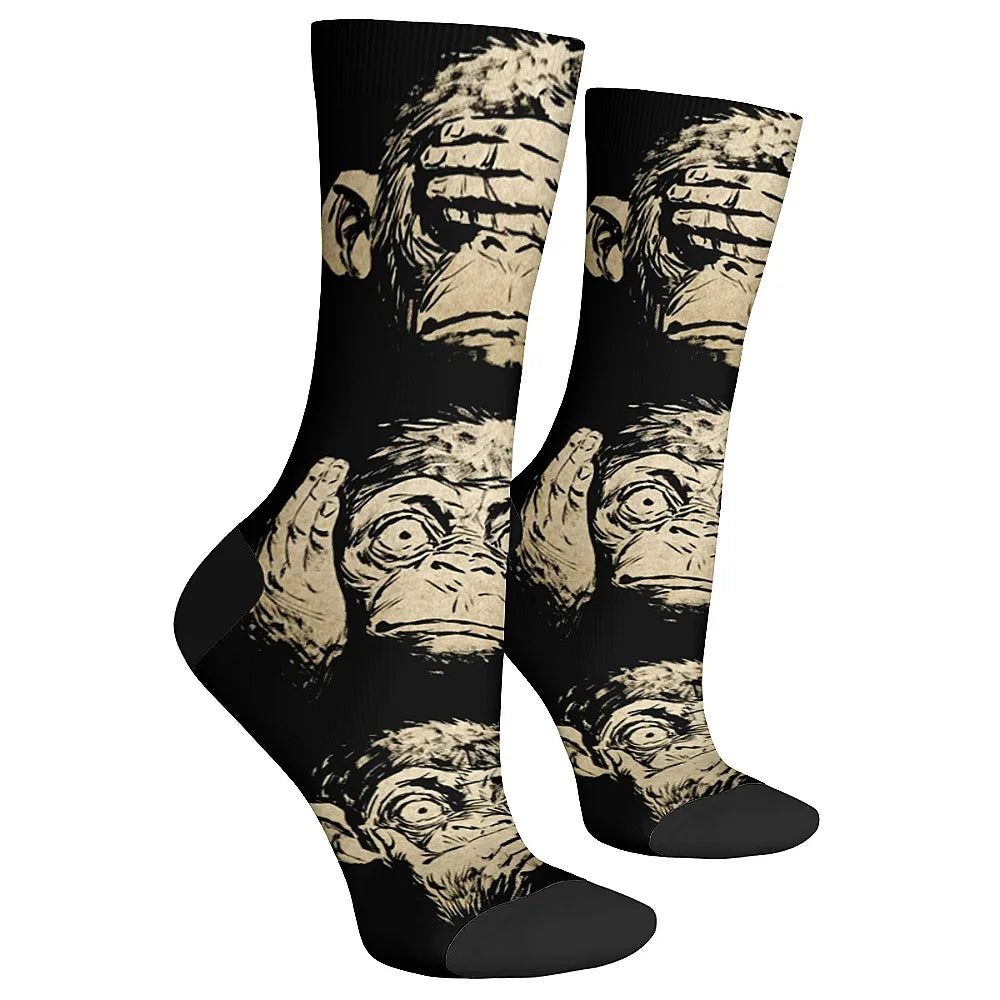 New and interesting men's socks, retro fun art gorilla, street hip-hop style, comfortable and breathable, outdoor leisure sports