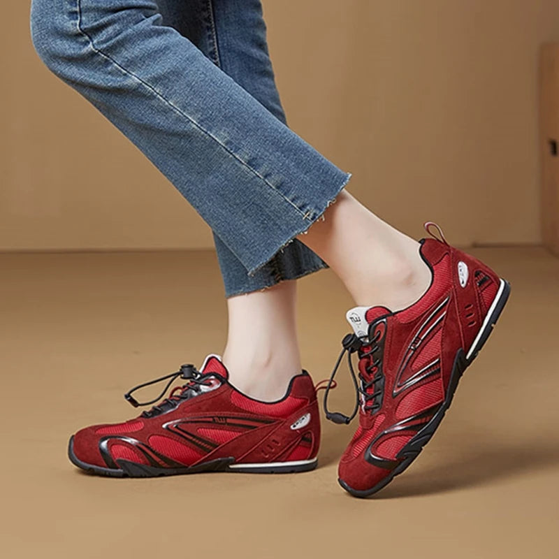 2026 New Women's Flat Sneakers Non-slip Running Women Moral Training Shoes Large-Size Colorblock Casual Skateboard Shoes Female