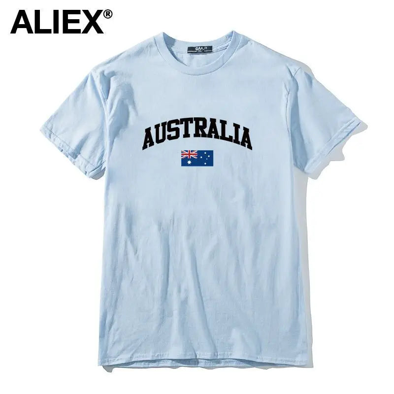 100 Cotton ALIEX Australia Flag T Shirt Men T Shirts Homme T-shirts For Man Top Top Tee 3XL Clothing Funny Tshirt Brand  UTSDA#