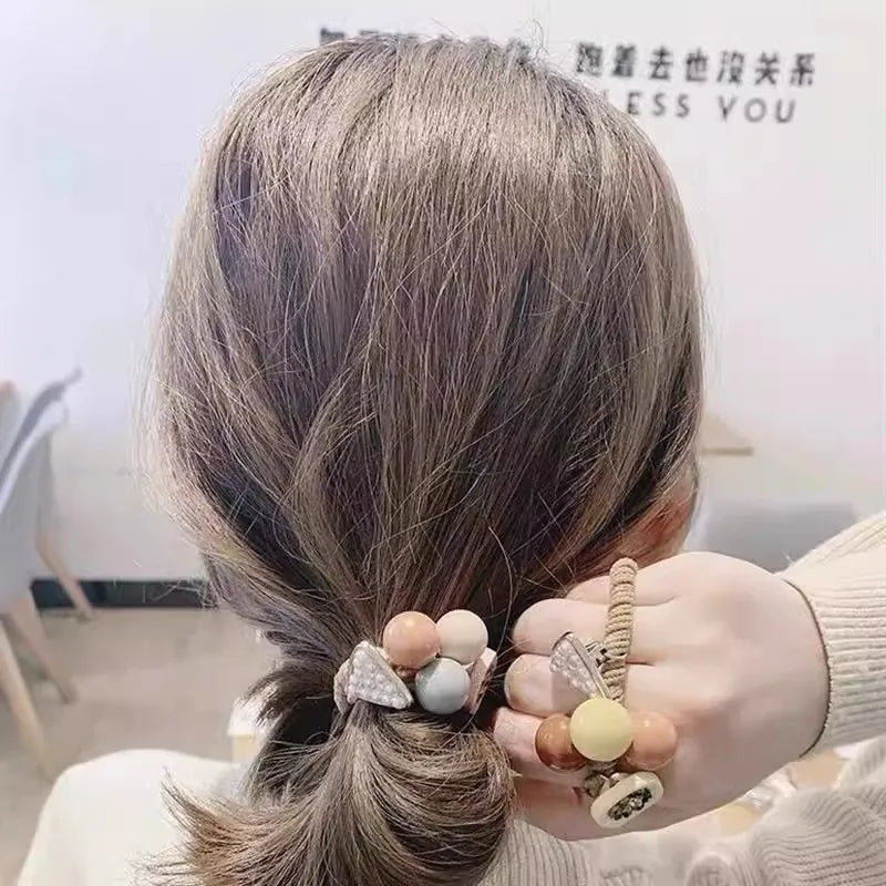 1/3pcs New Style Pearl Korean Version Rhinestone Elegant Hair Ring Thickened Dongdaemun Headband High-Quality Hair Tie