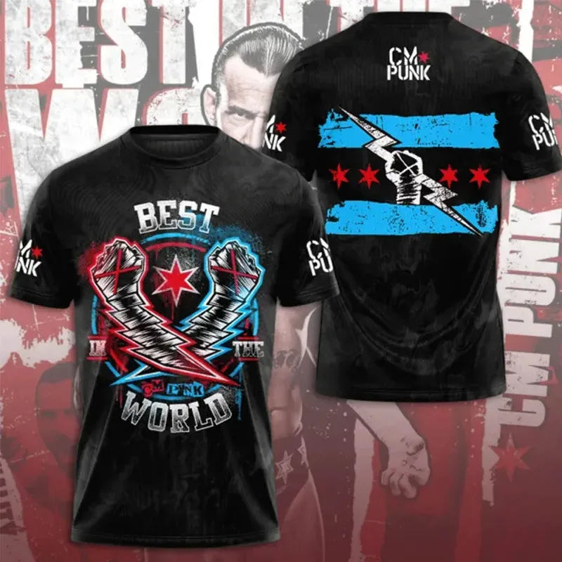 1 Piece Custom Your Picture 2025 Men'S CM PUNK Fan T-Shirt Men'S And Women'S Round Neck T-Shirt Summer Short Sleeved Oversized S