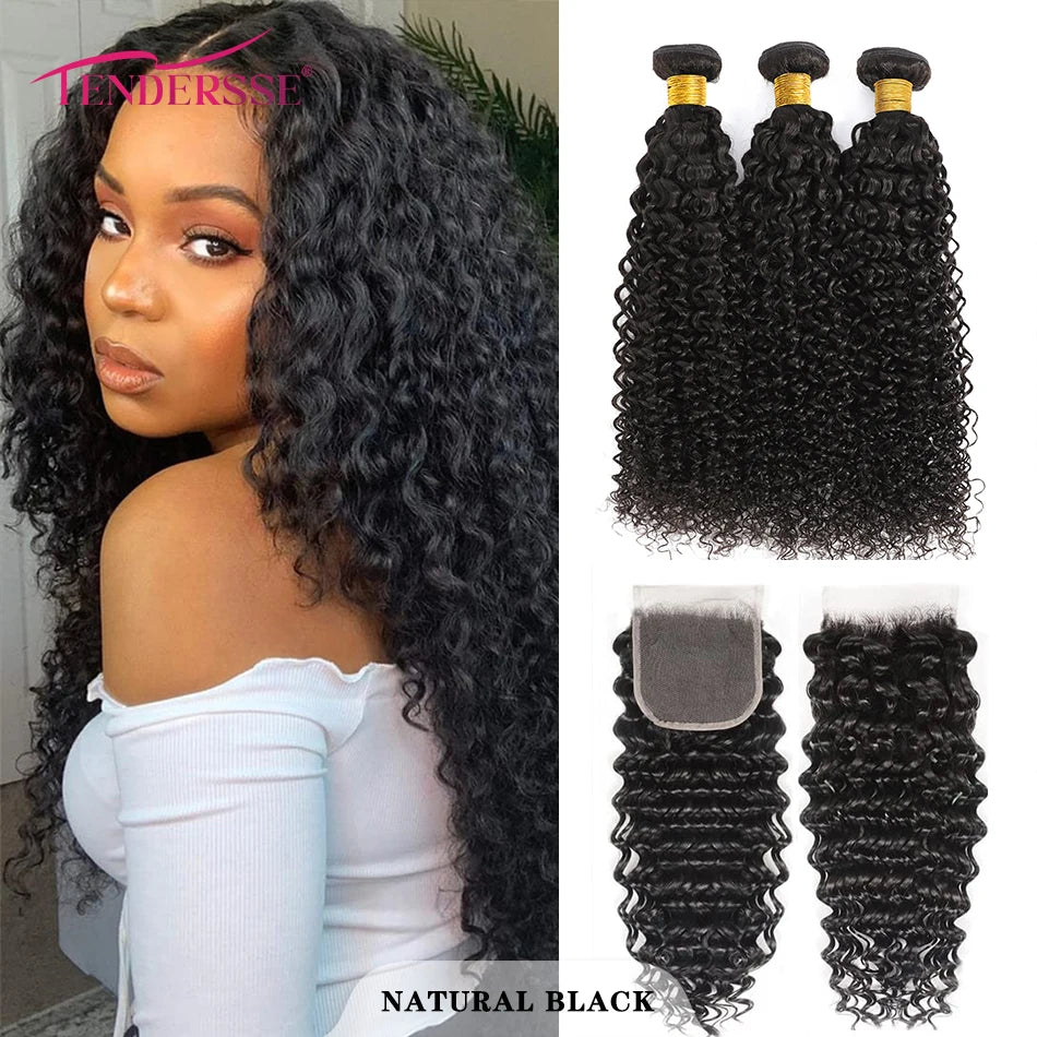 10A Mongolian Afro Kinky Curly Human Hair 2/3 Bundles with 4x4 Lace Closure 100% Unprocessed Virgin Kinky Curly Human Hair Weave