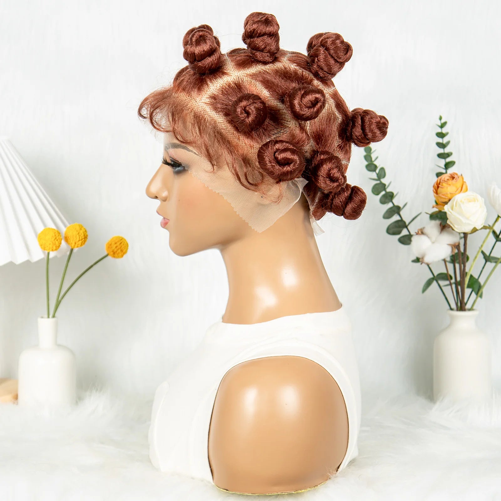 Full Lace Handmade Bantu Braided Wigs Synthetic Lace Frontal Short Cute Bantu Braided Lace Wig With Baby Hair for Black Women