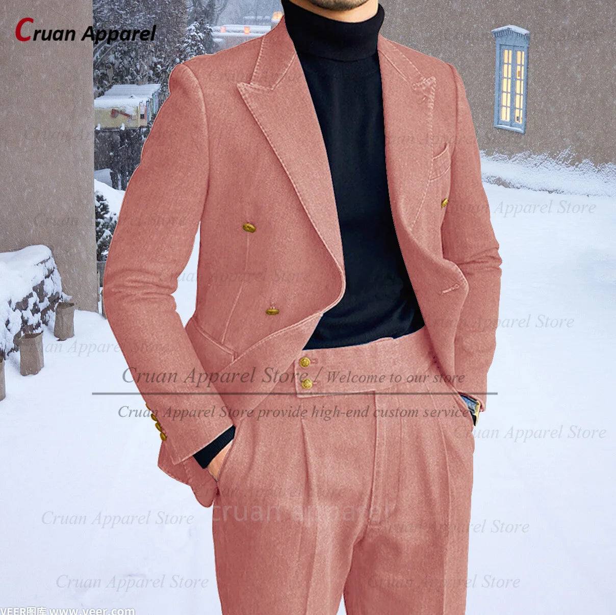 Newest Denim Fabric Suit Sets For Men Casual Activities Fashion Outfits Homecoming Male Daily Costumes Jacket Pants 2 Pieces