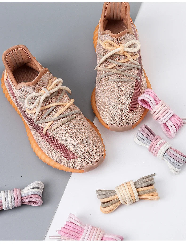 1Pair Colorful Round Shoelaces Rainbow Cotton Shoelace Running Sneakers Laces 80/100/120/140/160CM Shoe laces Shoes Accessories