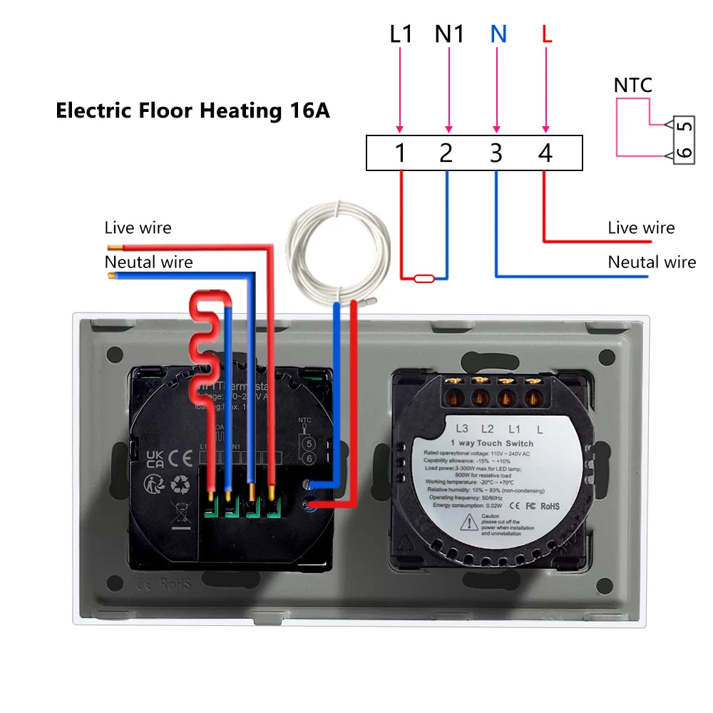 Bingoelec Tuya WiFi Smart Thermostat with Touch Switch Electric Floor Heating Water/Gas Boiler Temperature Controller Smart Home
