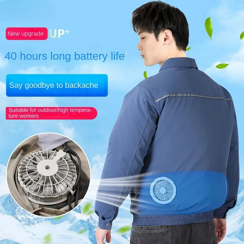 Clothes with fans in summer heatstroke prevention and cooling air conditioning men's clothing refrigeration work Outdoor Jacket