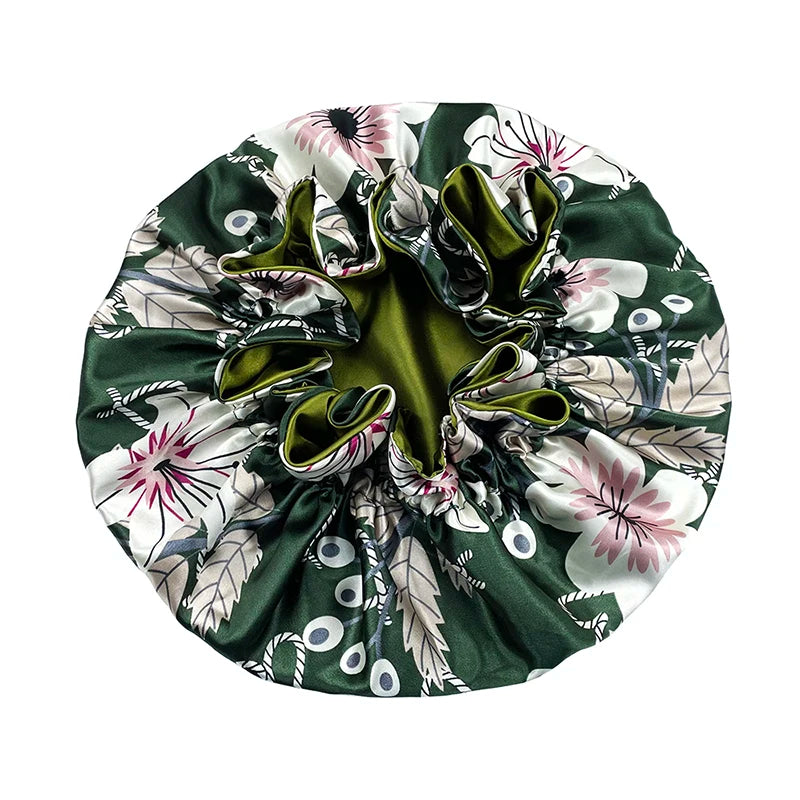 New Solid Women Satin Bonnet Fashion Stain Silky Big Bonnet for Lady Sleep Cap Headwrap Hat Hair Wrap Accessories Wholesale