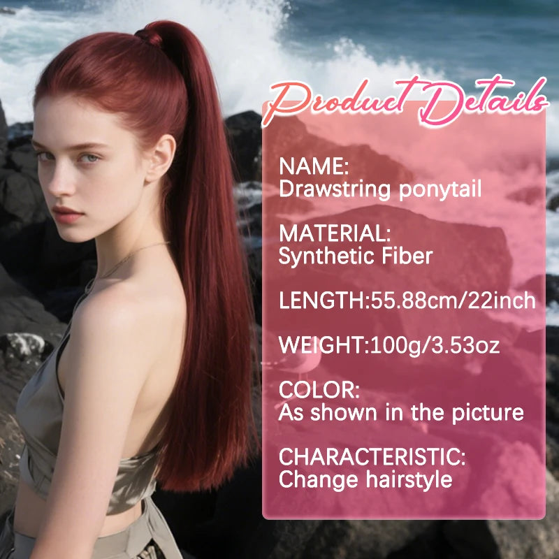 Synthetic Long Ponytail Extension Yaki Drawstring Ponytails for Black Women Clip in Ponytail Hair Extensions