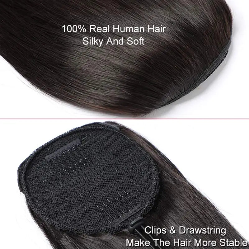 Body Wave Drawstring Ponytail Natural Black Brazilian 100% Real Human Hair Ponytail Clip In Hair Ponytail Extensions For Women