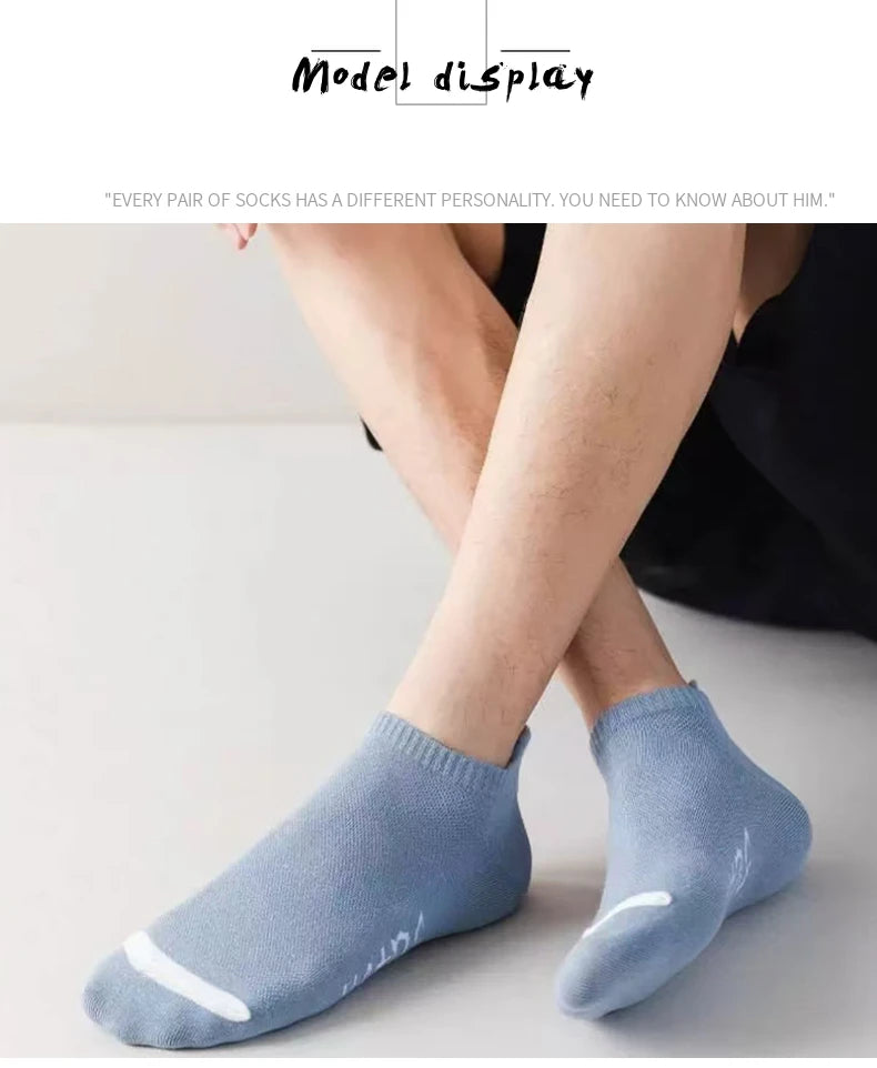 5 pairs of new summer men's short socks, light and thin casual mesh breathable boat socks, fashionable street socks
