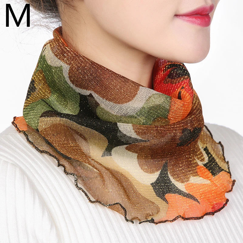 Fashion Summer Chiffon Neck Collar Silk Scarf Women Sunscreen Face Mask Headscarf Bandana Cycling Anti-uv Multi-function Scarves