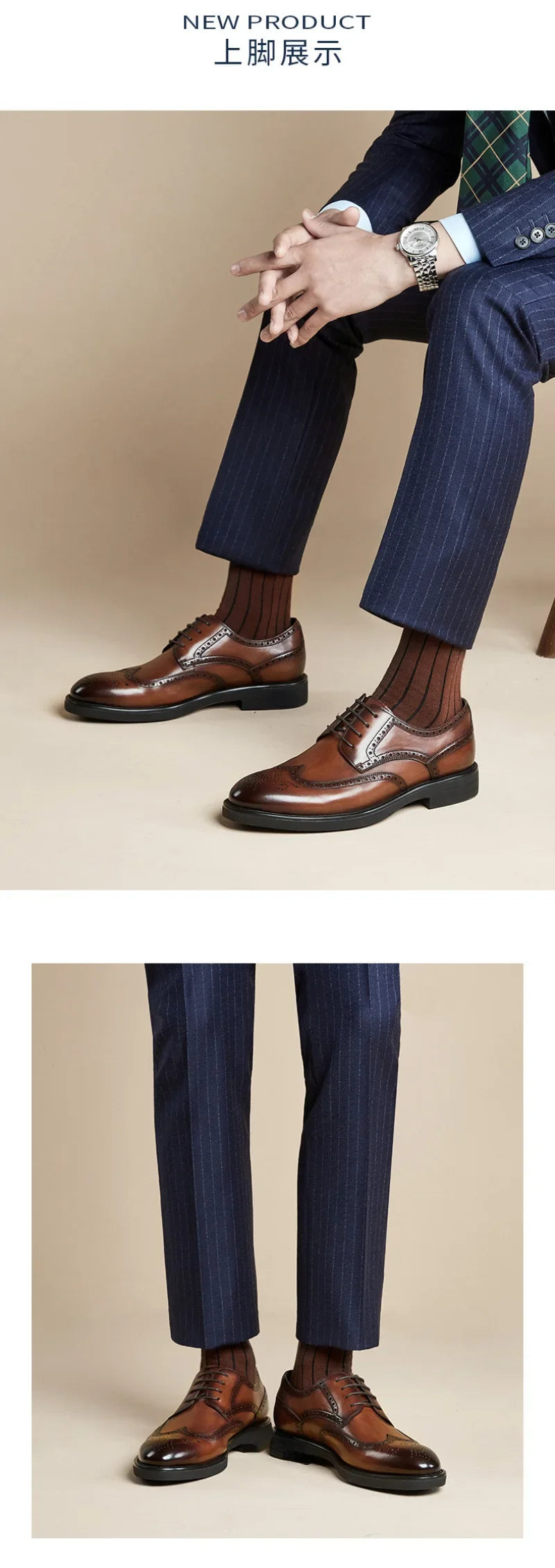 2024 Carved Block Leather Shoe Allmatch Business Dress Shoe Men Wedding Banquet Shoe Social Shoe Male British Luxury Men Shoe
